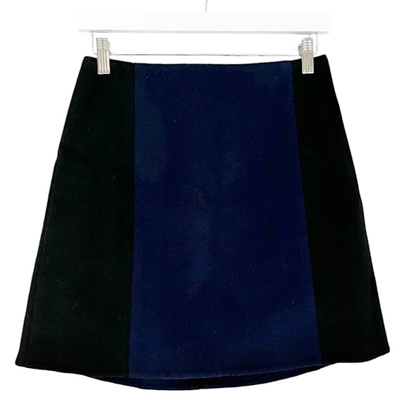 Club Monaco Wool Blend Women’s Colorblock Mini‎ Skirt Blue Black Size 4 - Picture 1 of 8